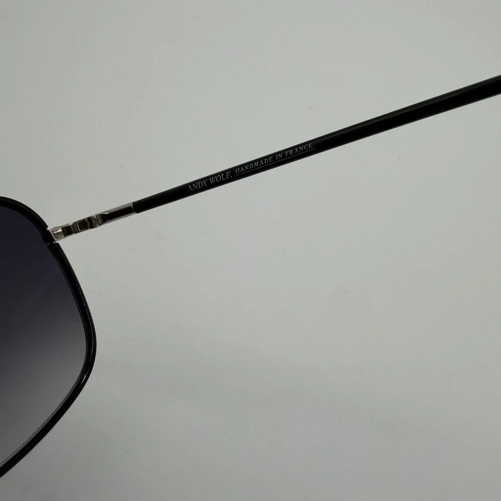 Andy Wolf AMON H. col.a 57/20 Silver Black Square‎ Aviator Sunglasses New